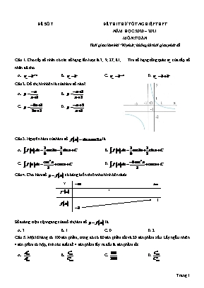 Đề thi thử Tốt nghiệp THPT môn Toán - Đề số 07 - Năm học 2020-2021 (Có đáp án)